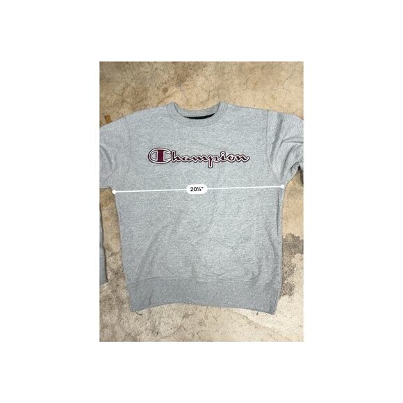 Champion Grey Embroidered Crewneck (Modern Classic) Pullover Sweater Gray S - Picture 9 of 11